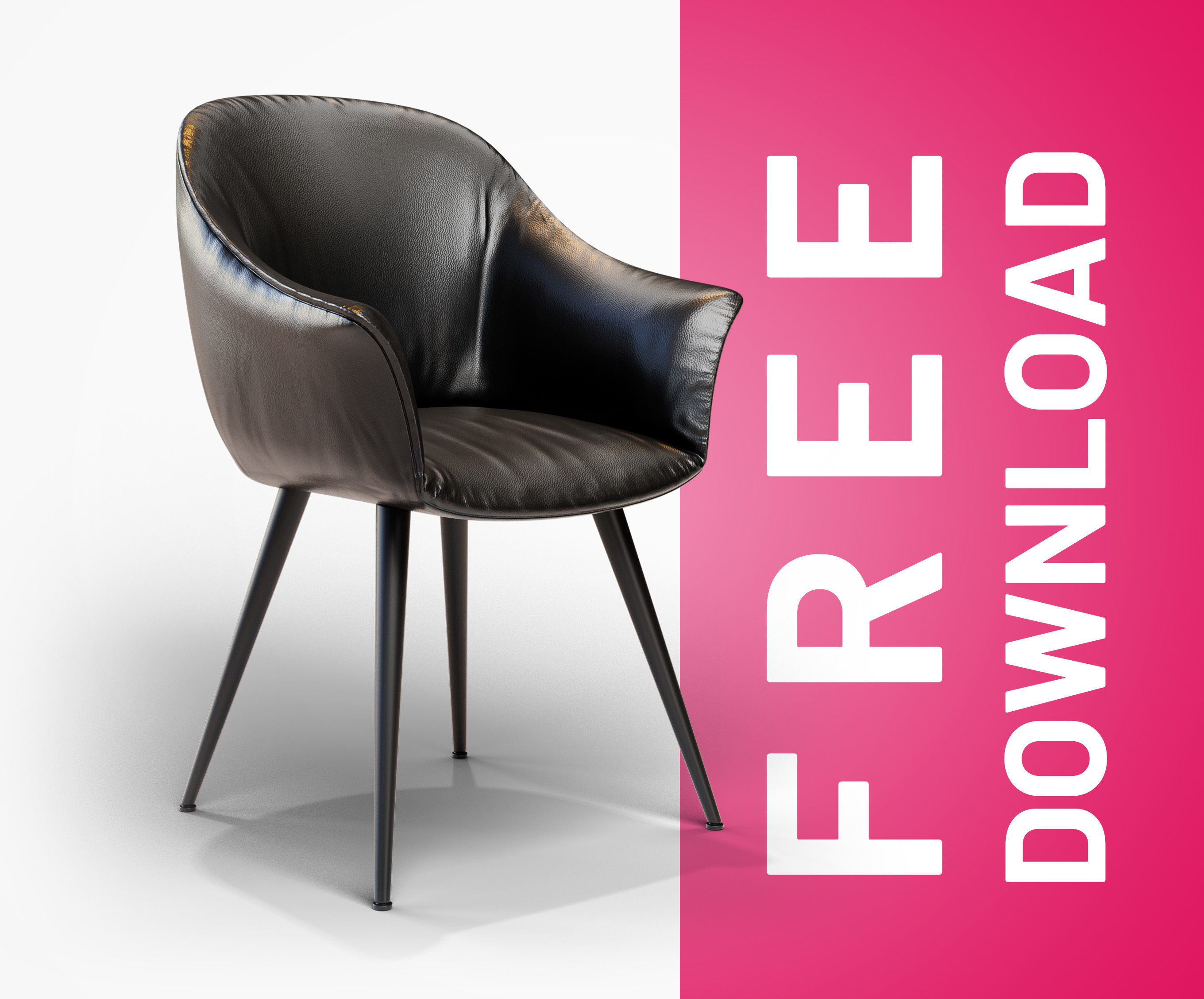 Black Leather Chair Free low-poly 3D model_0