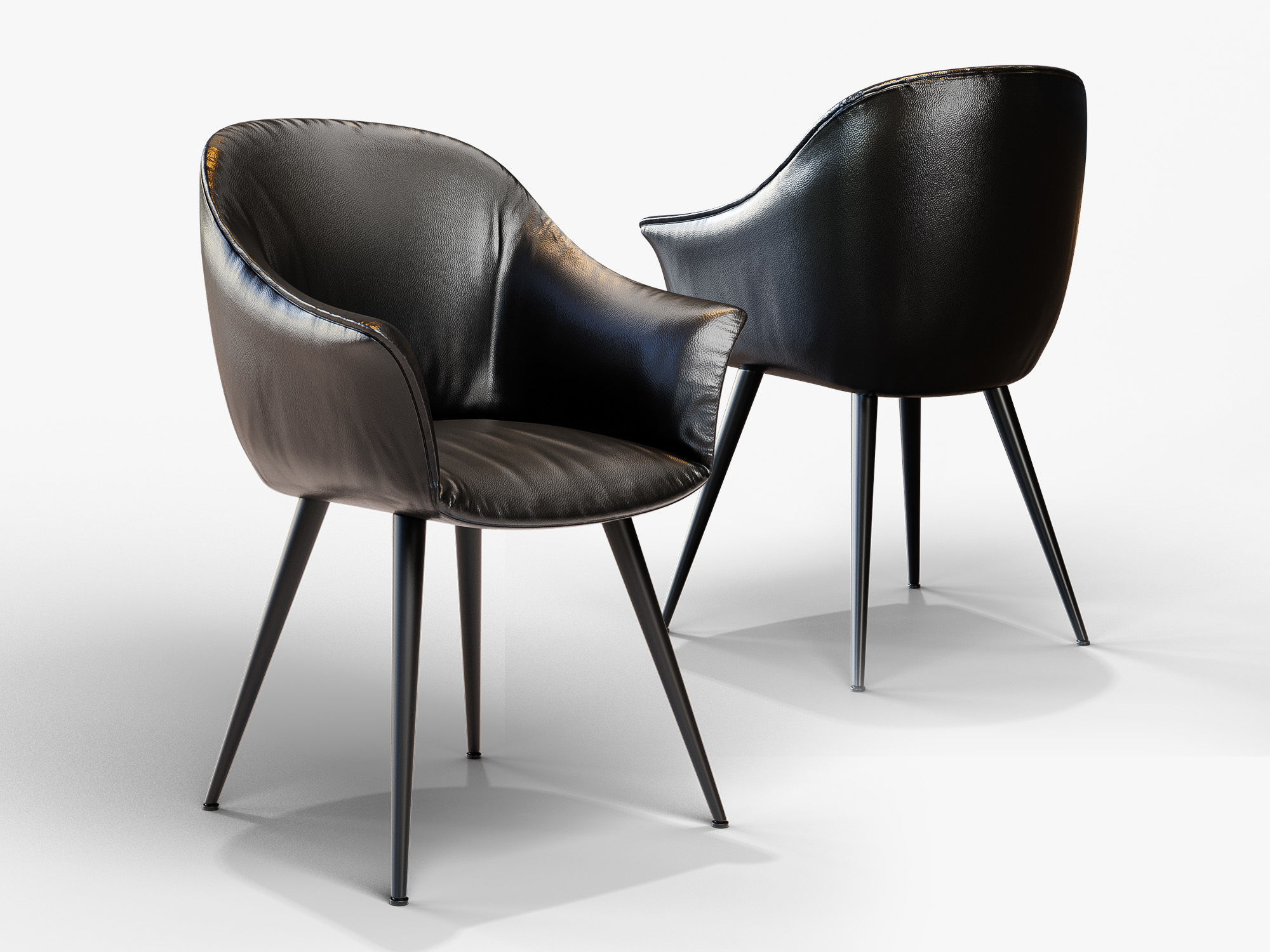 Black Leather Chair Free low-poly 3D model_1