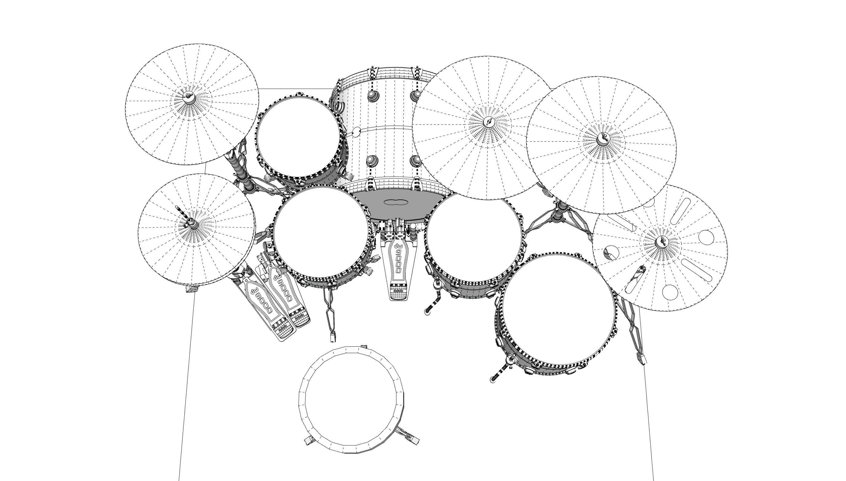 Drumkit - DW drums Low-poly 3D model_10