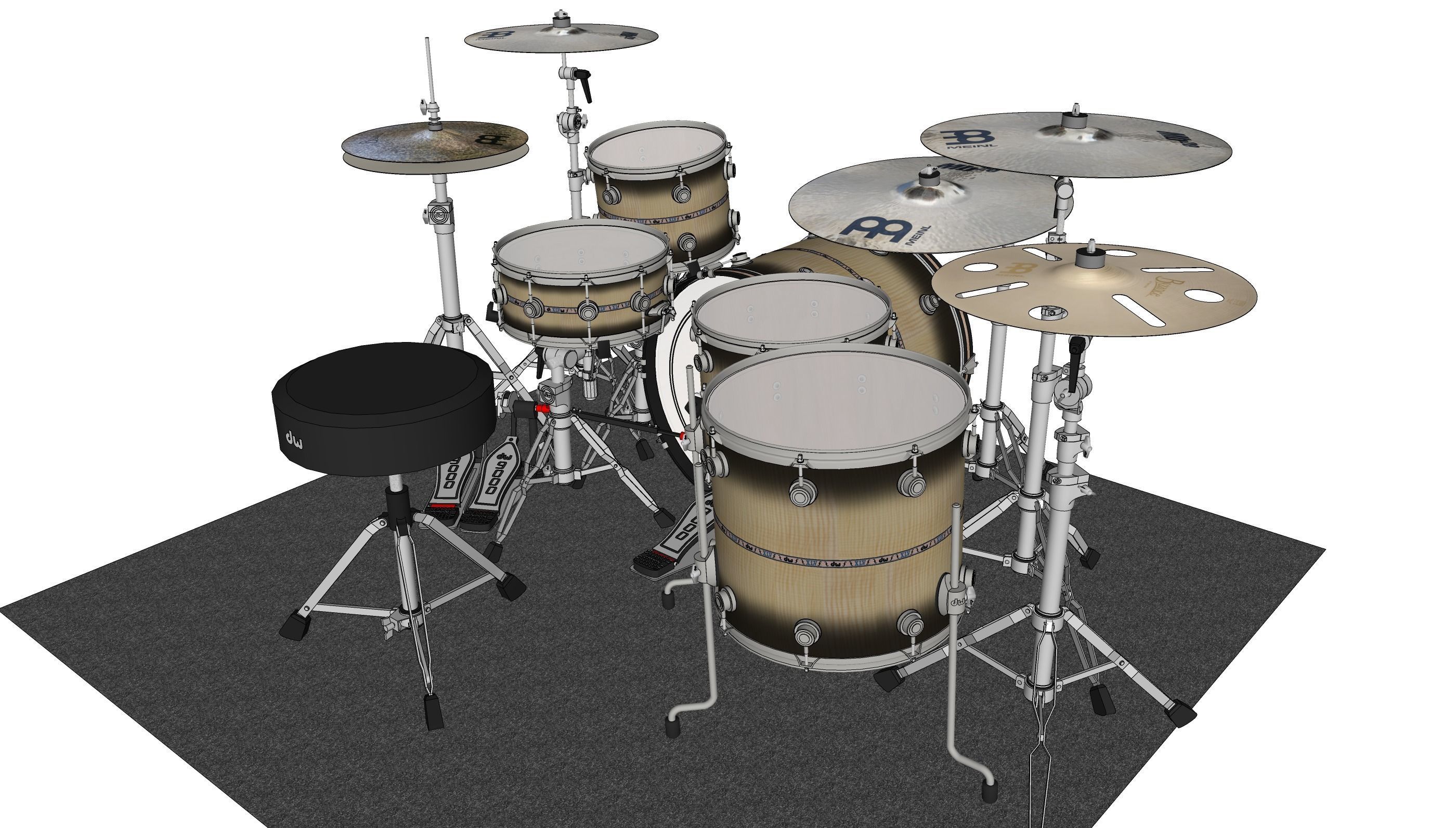 Drumkit - DW drums Low-poly 3D model_6