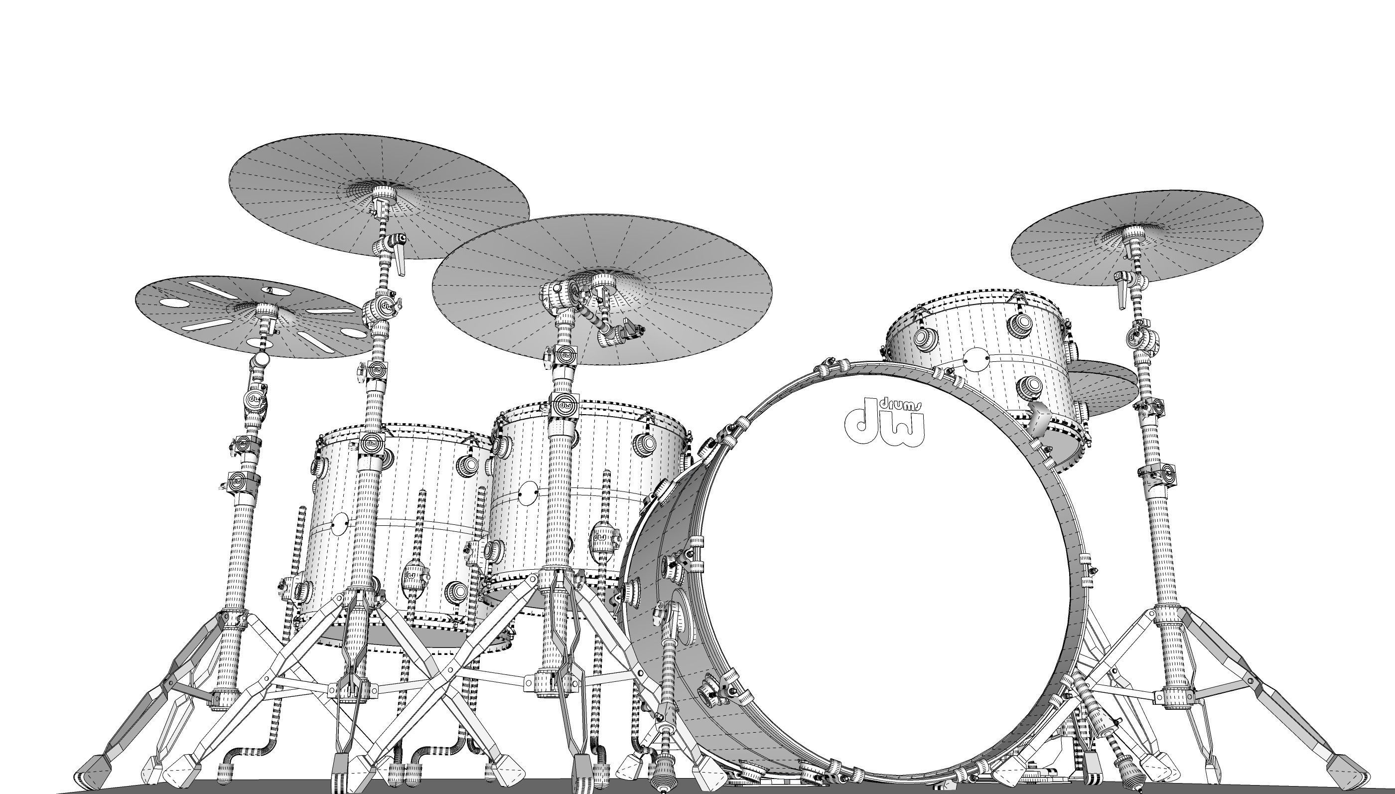 Drumkit - DW drums Low-poly 3D model_9