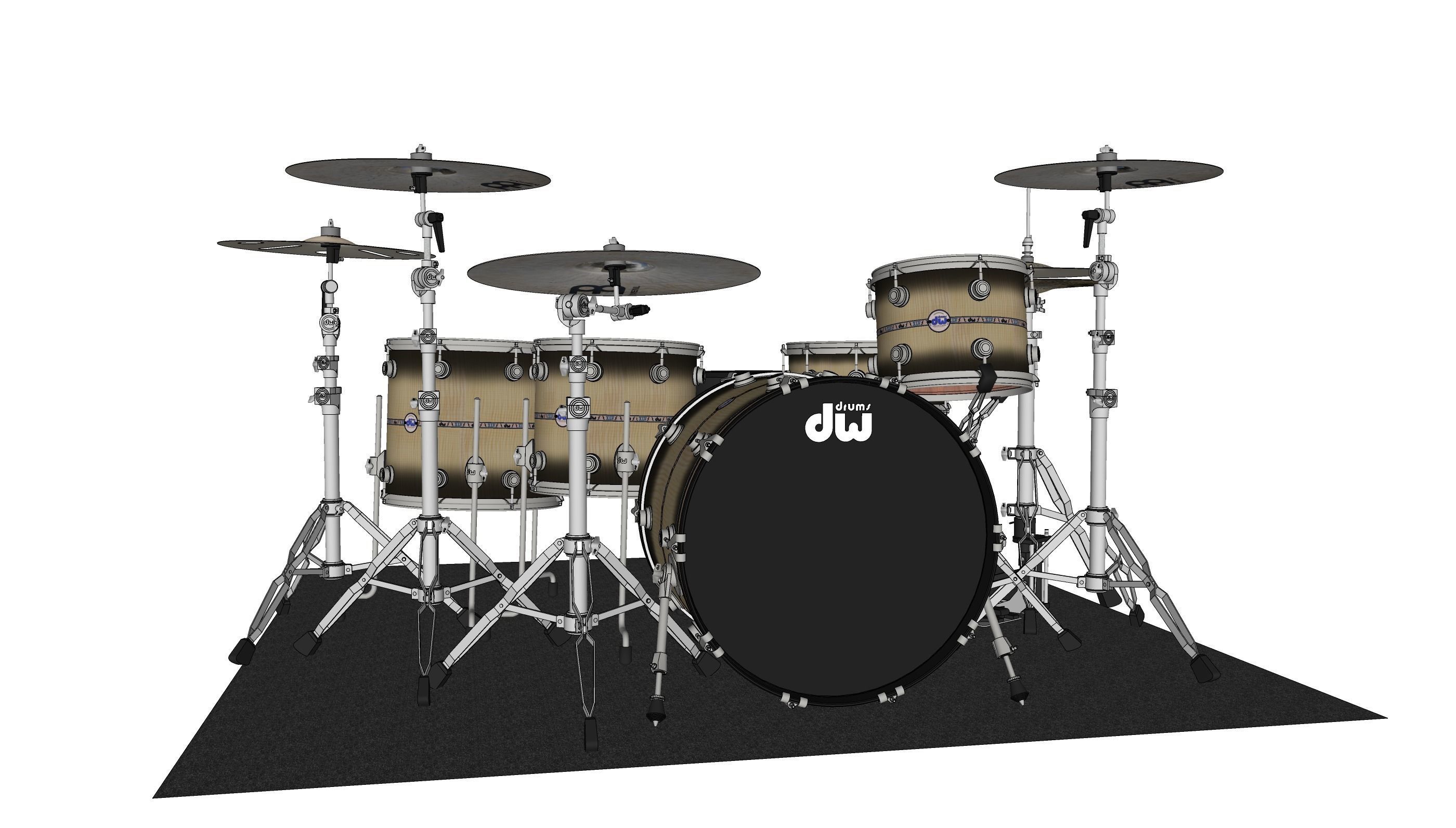 Drumkit - DW drums Low-poly 3D model_1