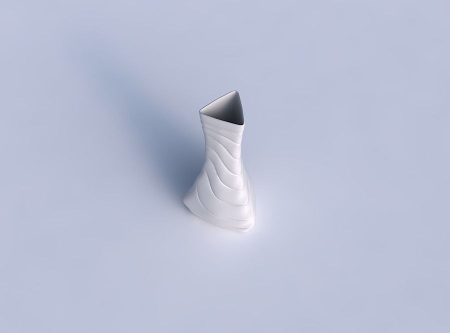Vase puffy triangle with distorted horizontal dents 3D print model_1