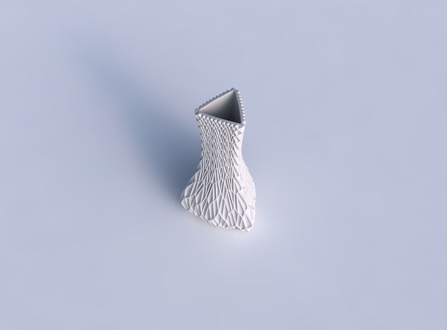 Vase puffy triangle with grid piramides 2 3D print model_1