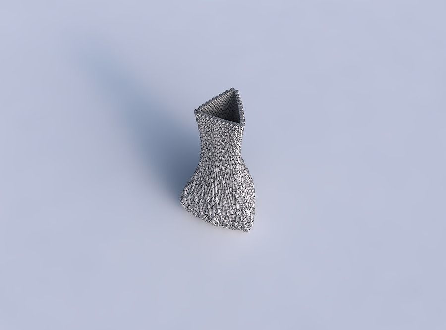 Vase puffy triangle with grid piramides 2 3D print model_6