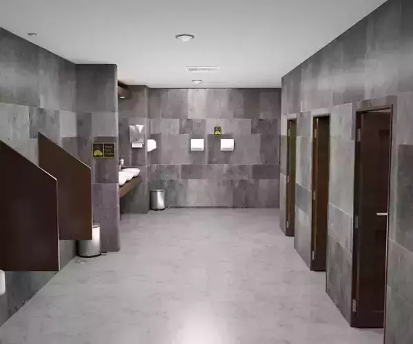 Luxury Public Bathroom Low-poly 3D model