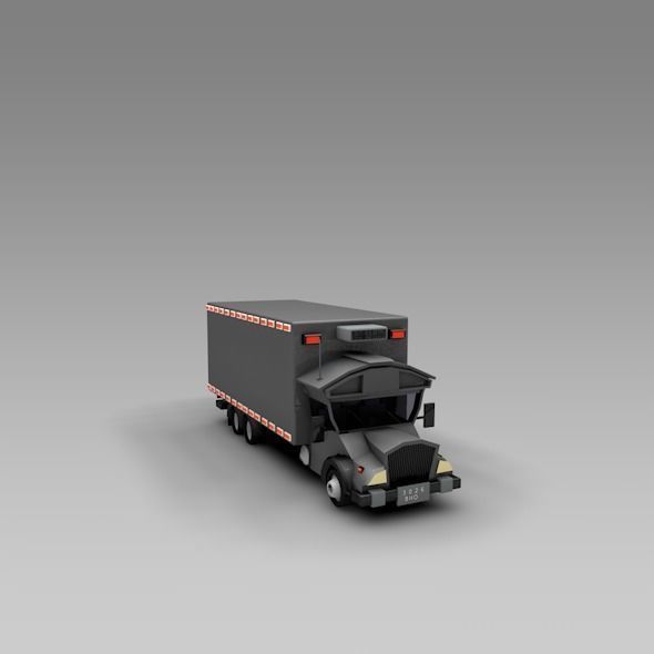 Low Poly Truck Refrigerator Low-poly 3D model_8