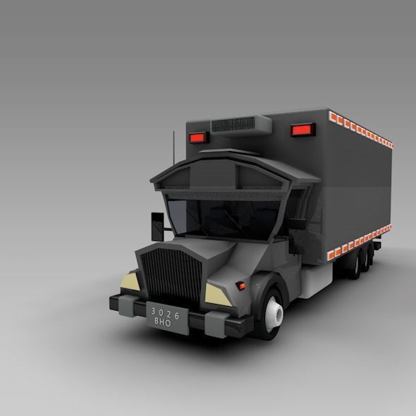 Low Poly Truck Refrigerator Low-poly 3D model_4