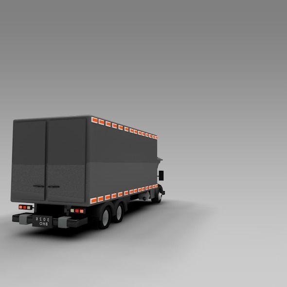 Low Poly Truck Refrigerator Low-poly 3D model_3