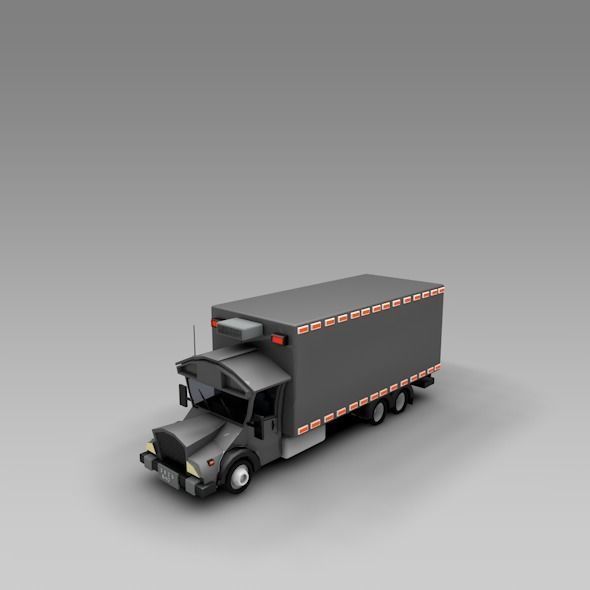 Low Poly Truck Refrigerator Low-poly 3D model_6