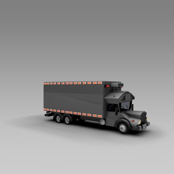 Low Poly Truck Refrigerator Low-poly 3D model_2