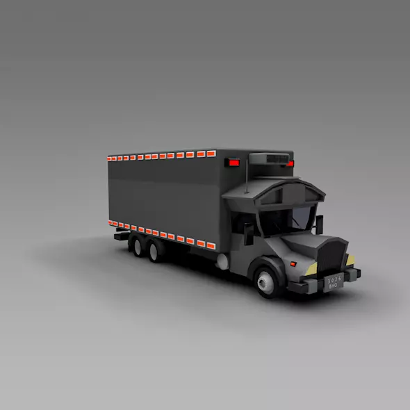 Low Poly Truck Refrigerator Low-poly 3D model_0