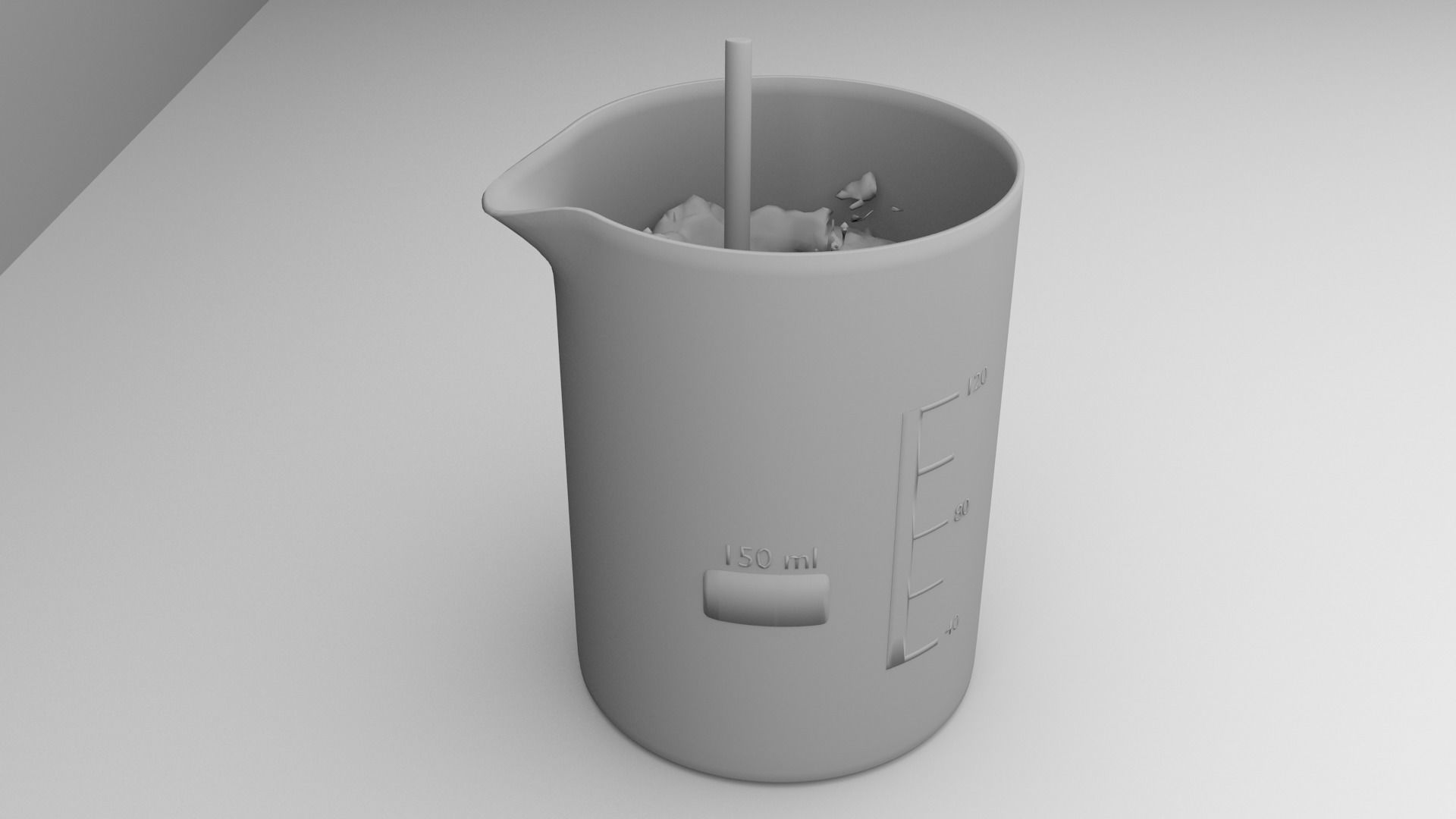 150 ml Glass Beaker with Liquid 2 and Rod 3D model_4