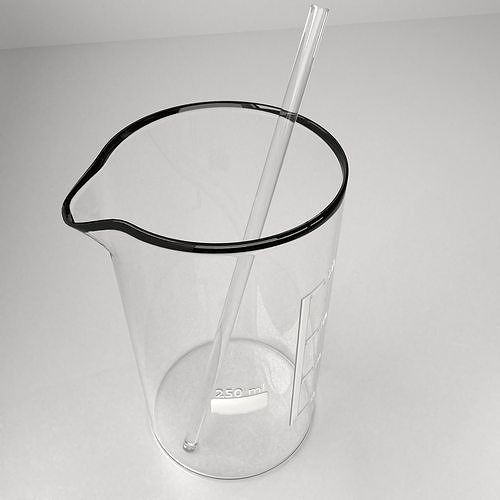 250 ml Glass Beaker with Rod 3D model