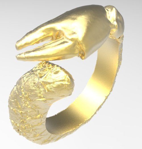 Crab tongs ring 3D print model_2