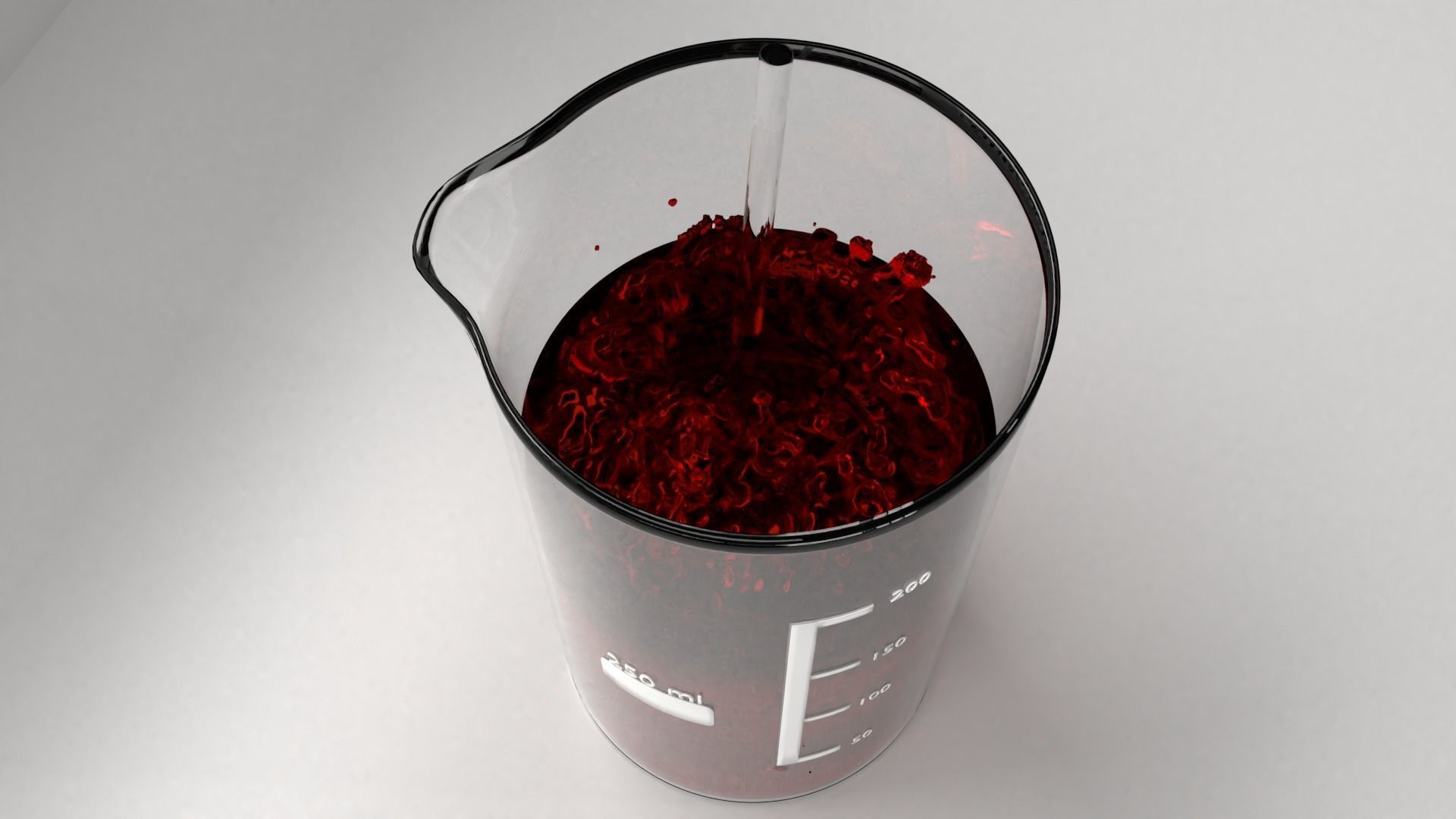 250 ml Glass Beaker with Liquid and Rod 3D model_4