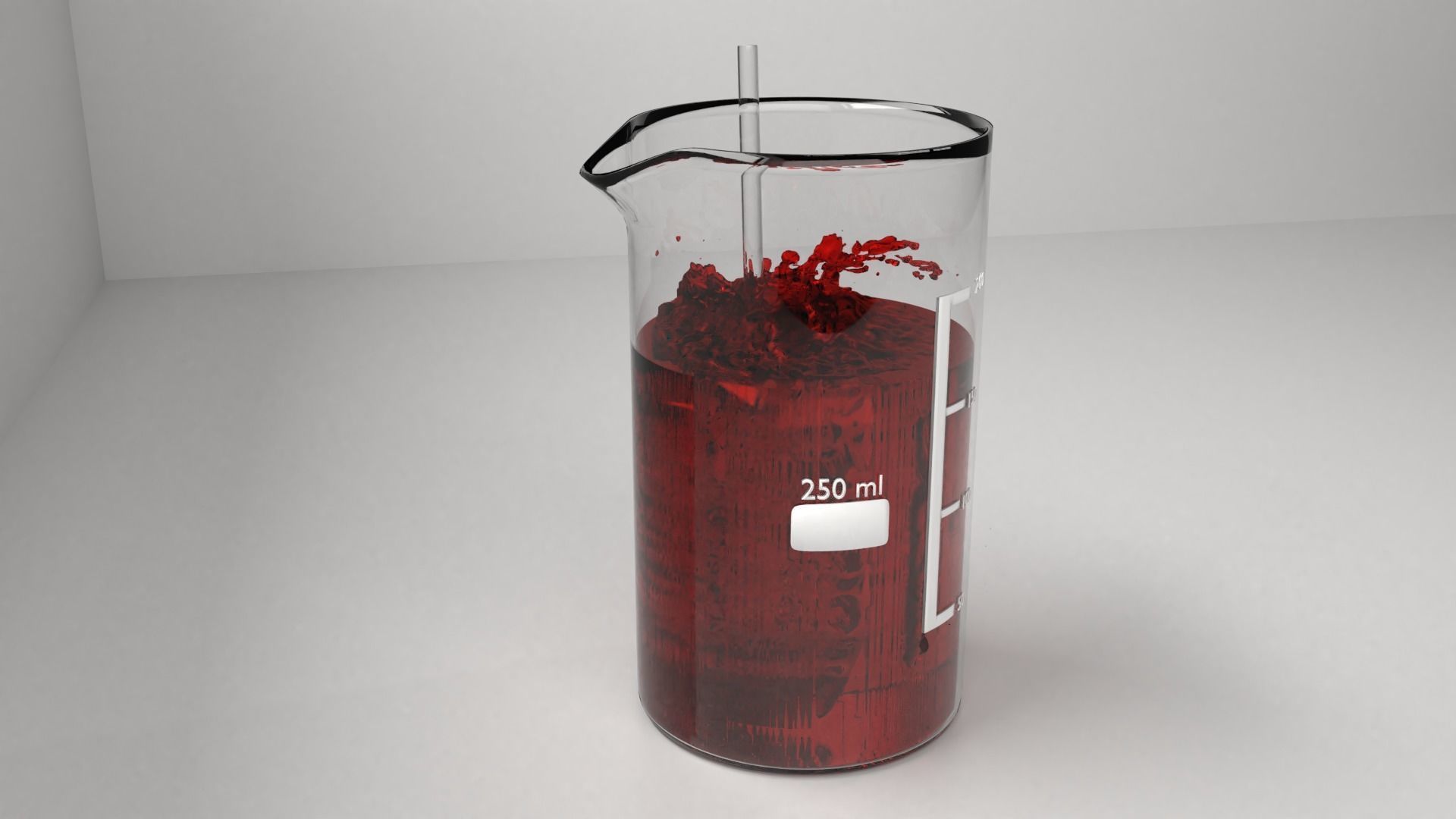 250 ml Glass Beaker with Liquid and Rod 3D model_2
