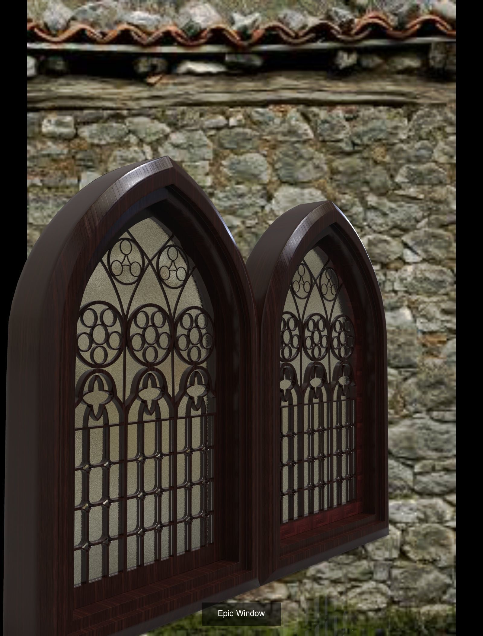 Doors stained glass window in frame 3D Model Collection_1