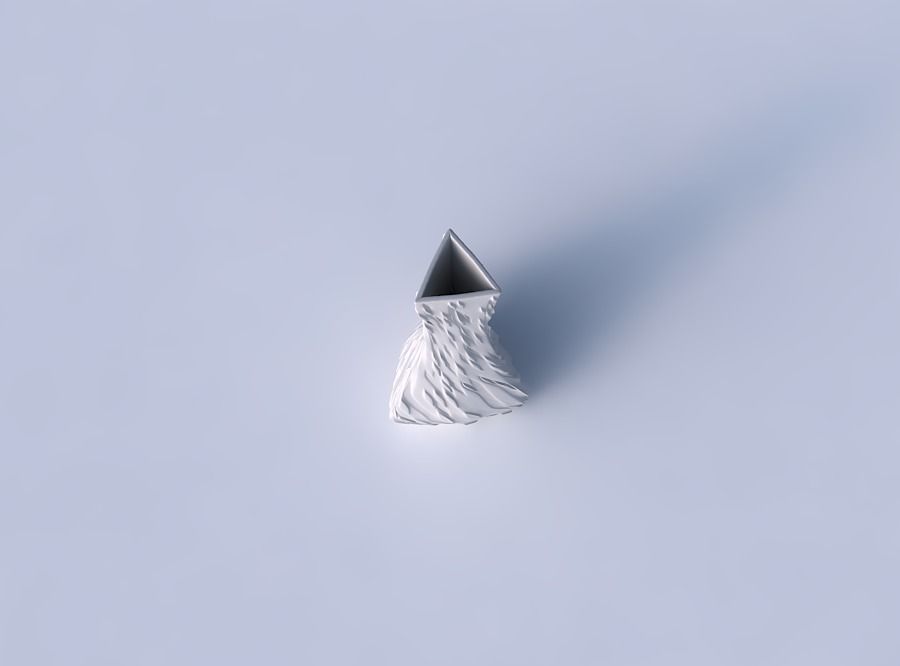 Vase puffy triangle with twisted diagonal dents and bulges 3D print model_2