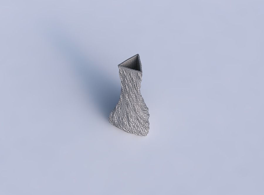 Vase puffy triangle with twisted diagonal dents and bulges 3D print model_6
