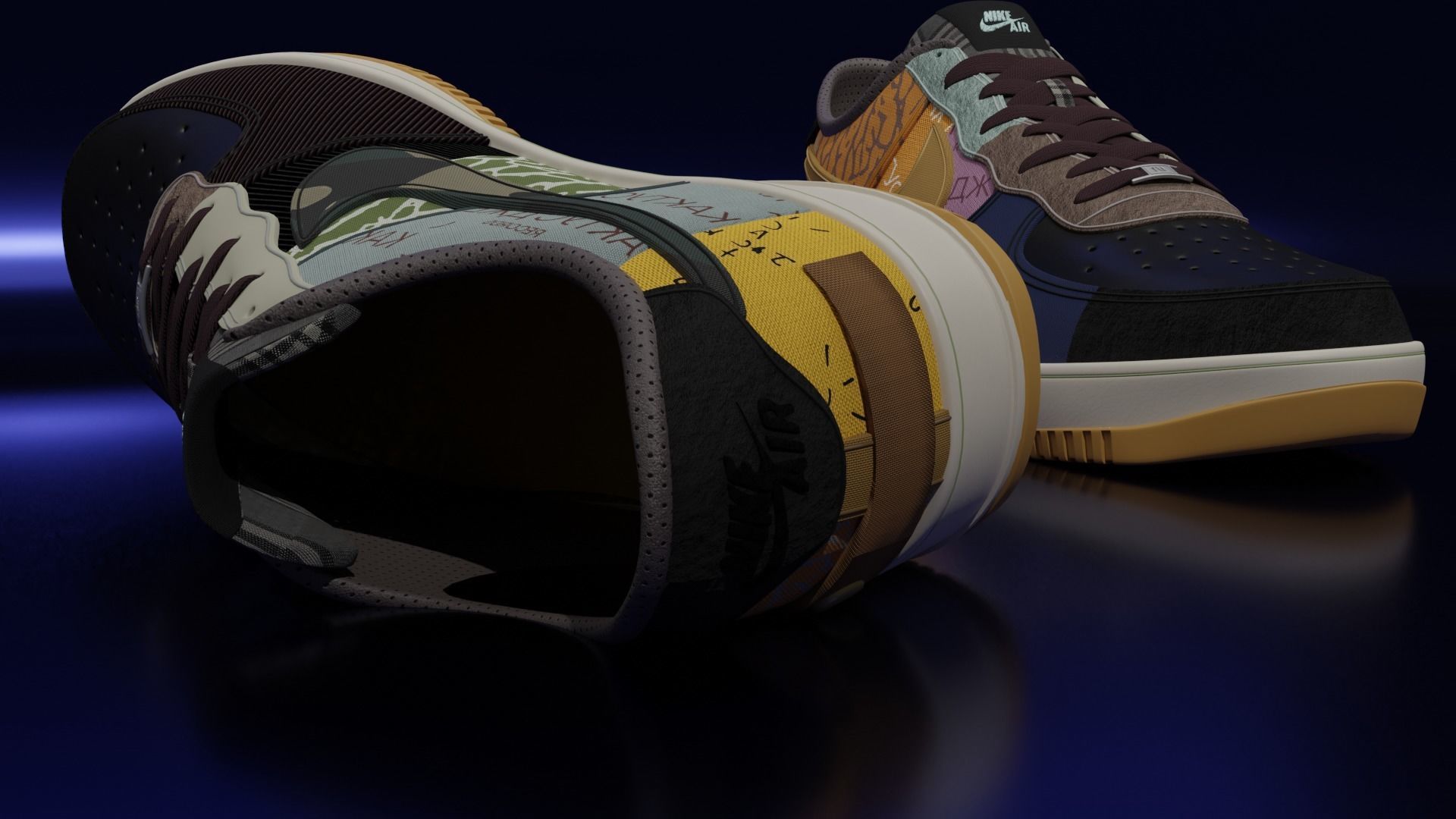 Nike Air Force 1 Cactus Jack Low-poly 3D model_3