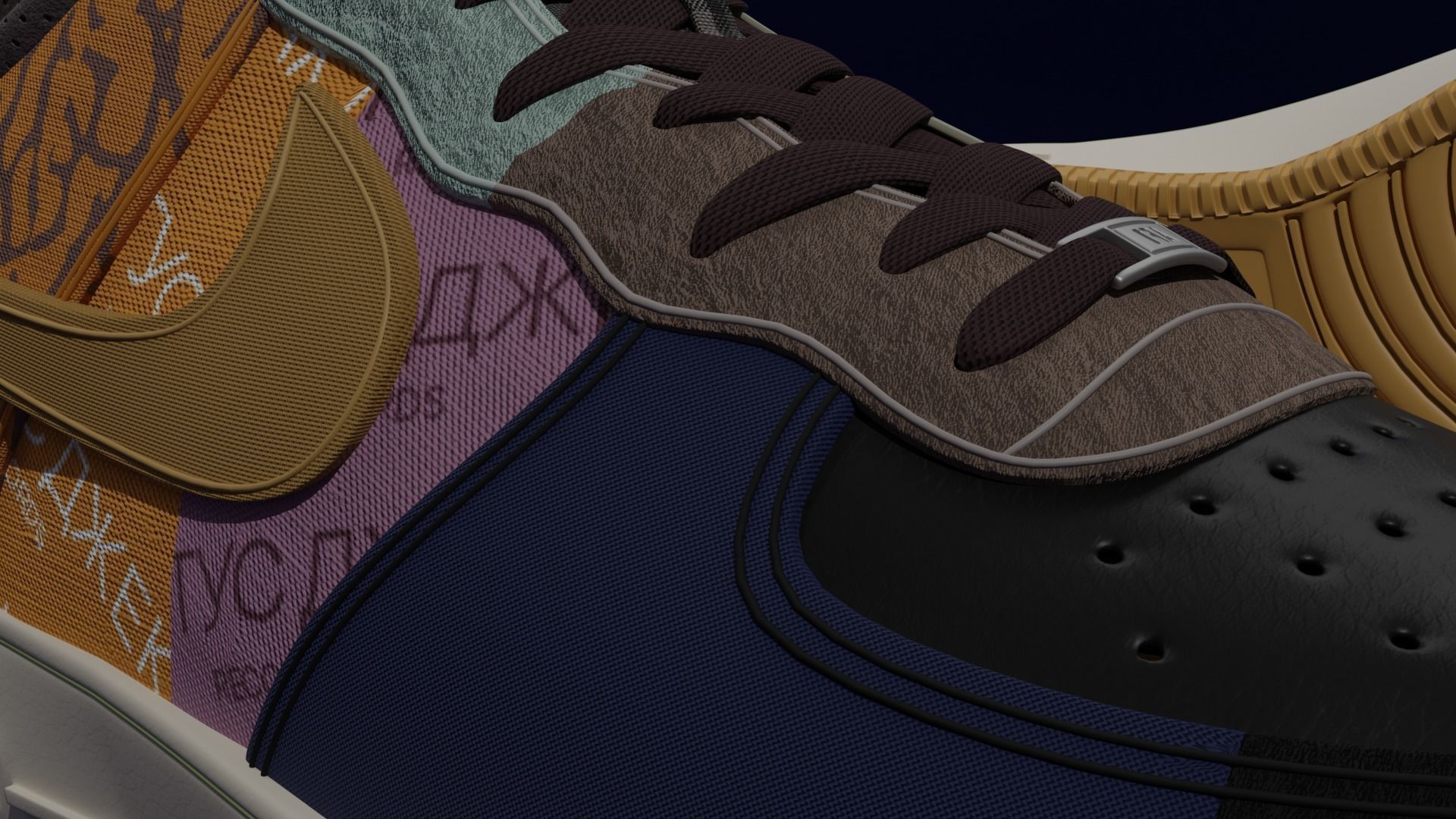 Nike Air Force 1 Cactus Jack Low-poly 3D model_4