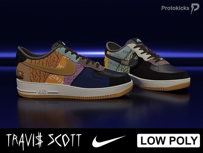 Nike Air Force 1 Cactus Jack Low-poly 3D model
