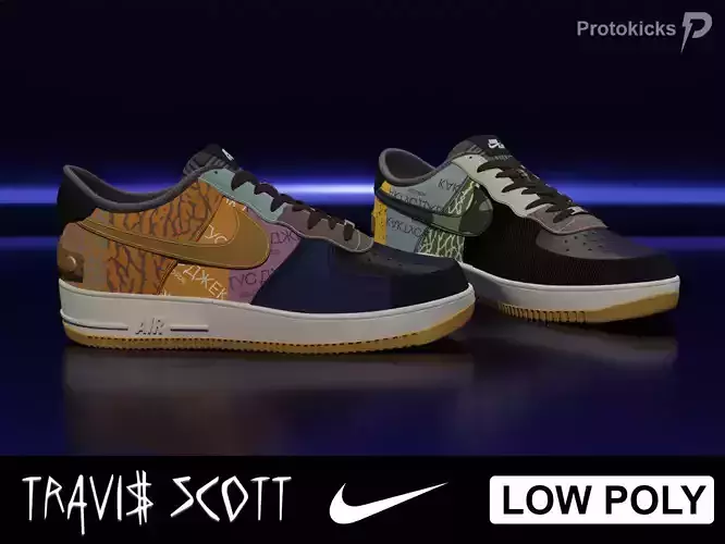 Nike Air Force 1 Cactus Jack Low-poly 3D model