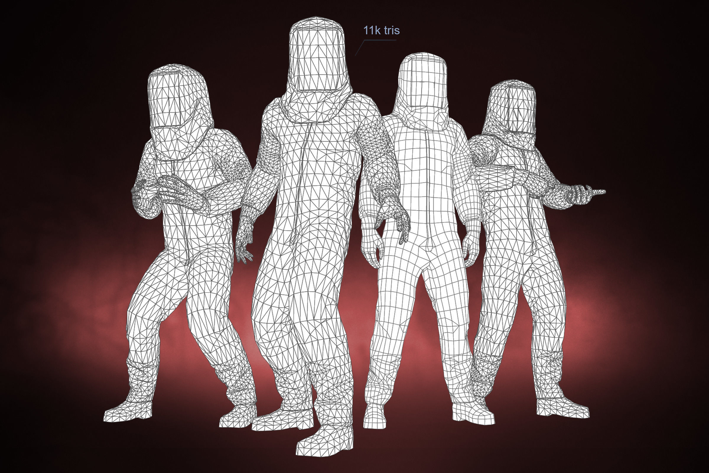 Pandemic man 02 Low-poly 3D model_3