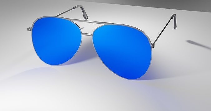 Aviators pair of sunglasses with lenses Low-poly 3D model