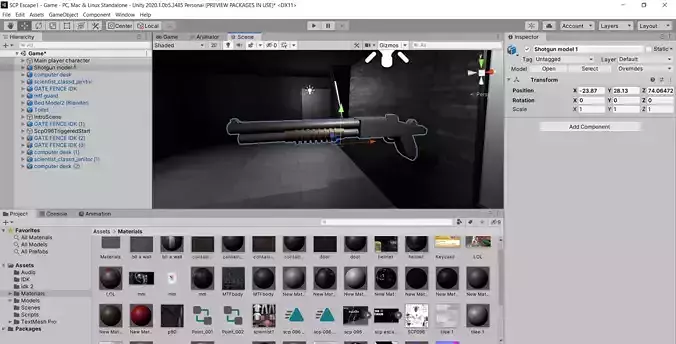 Low Poly Shotgun gun in unity