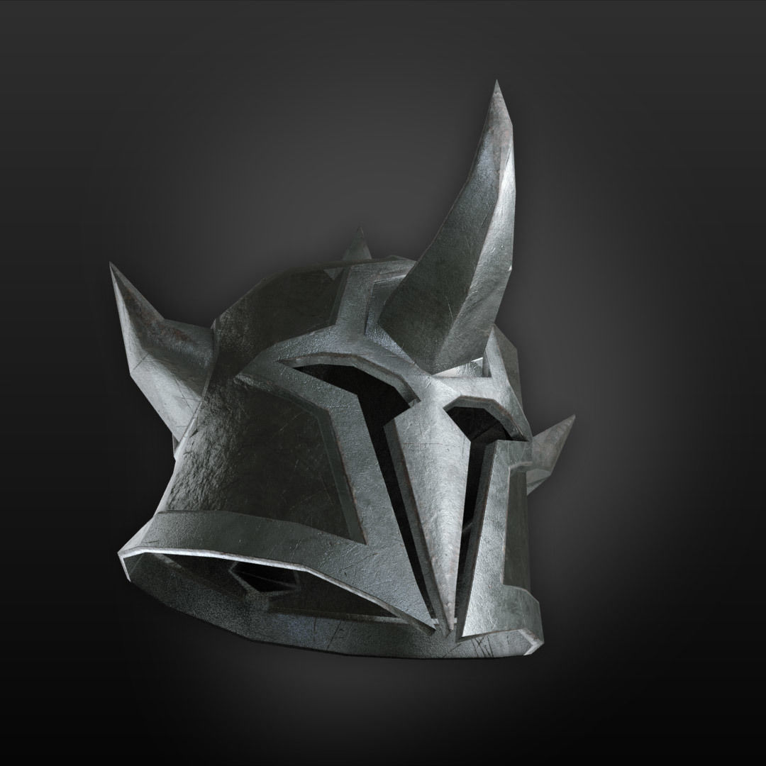 Medieval helmet Low-poly 3D model_5