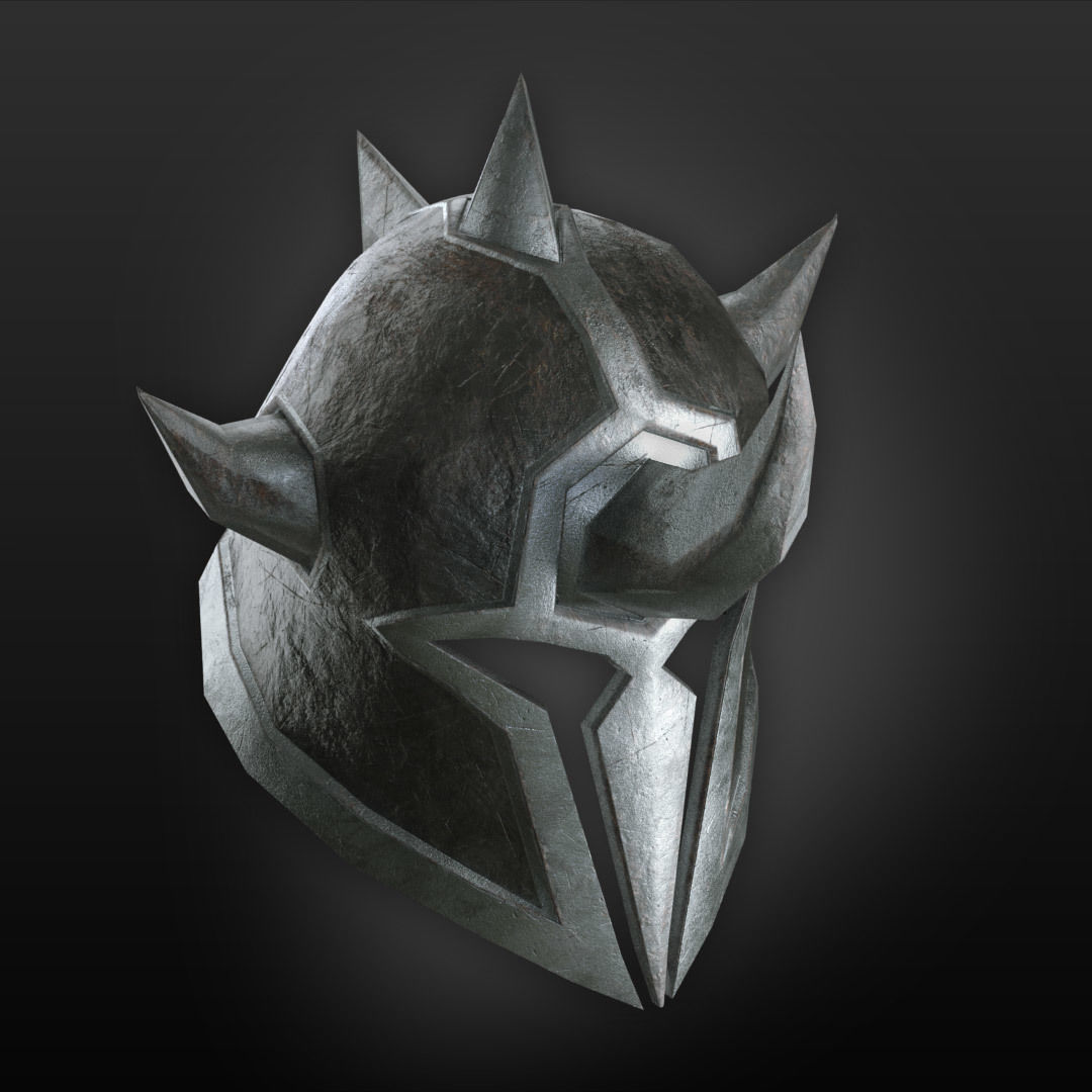 Medieval helmet Low-poly 3D model_4