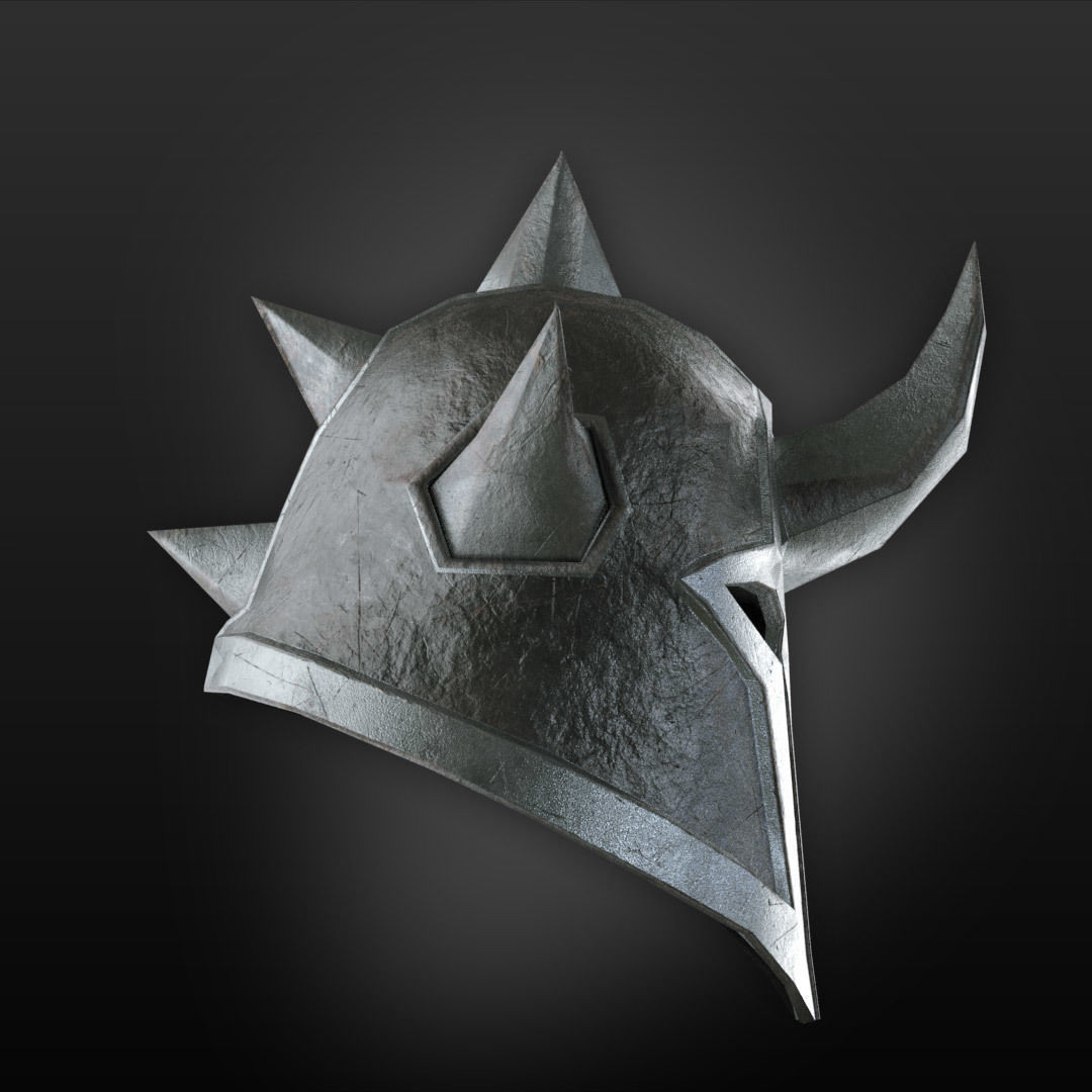 Medieval helmet Low-poly 3D model_6