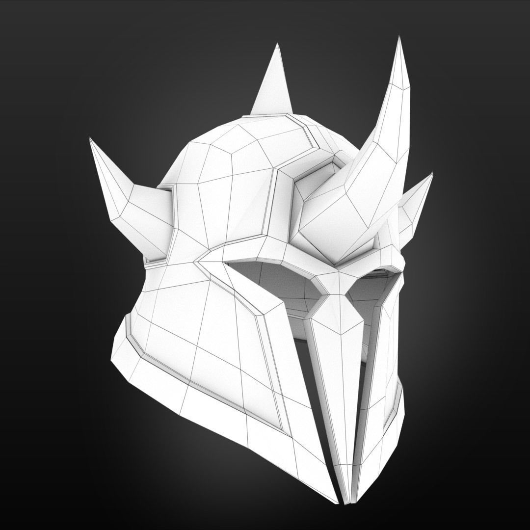 Medieval helmet Low-poly 3D model_9