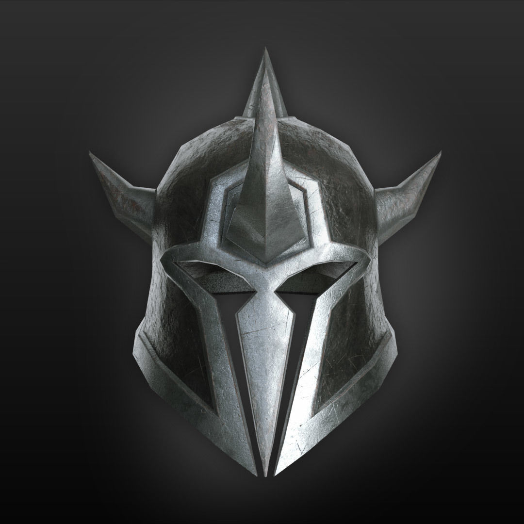 Medieval helmet Low-poly 3D model_2