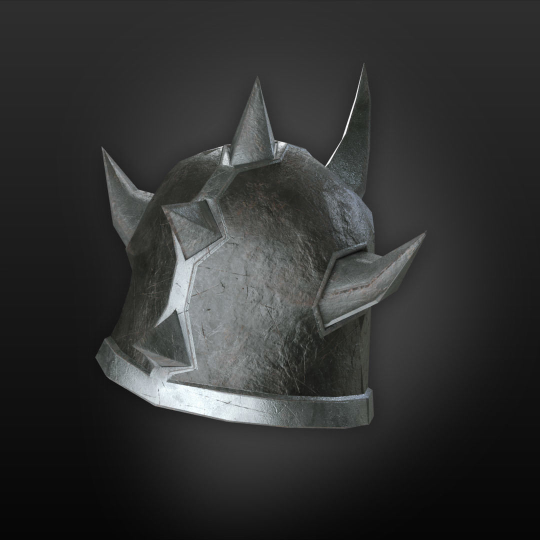 Medieval helmet Low-poly 3D model_7