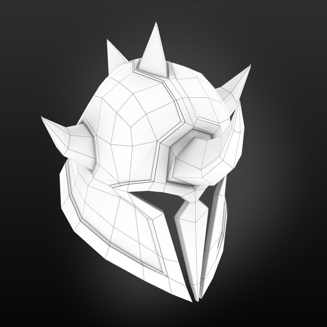 Medieval helmet Low-poly 3D model_10