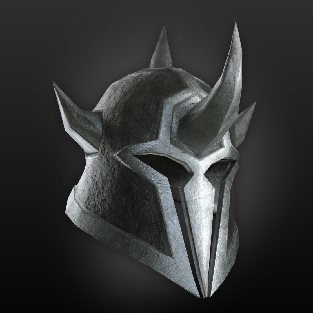 Medieval helmet Low-poly 3D model_3