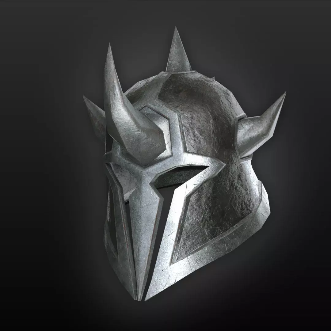 Medieval helmet Low-poly 3D model_0