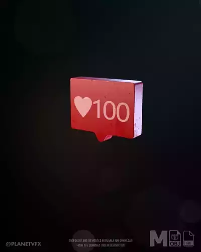 Social media likes Low-poly 3D model