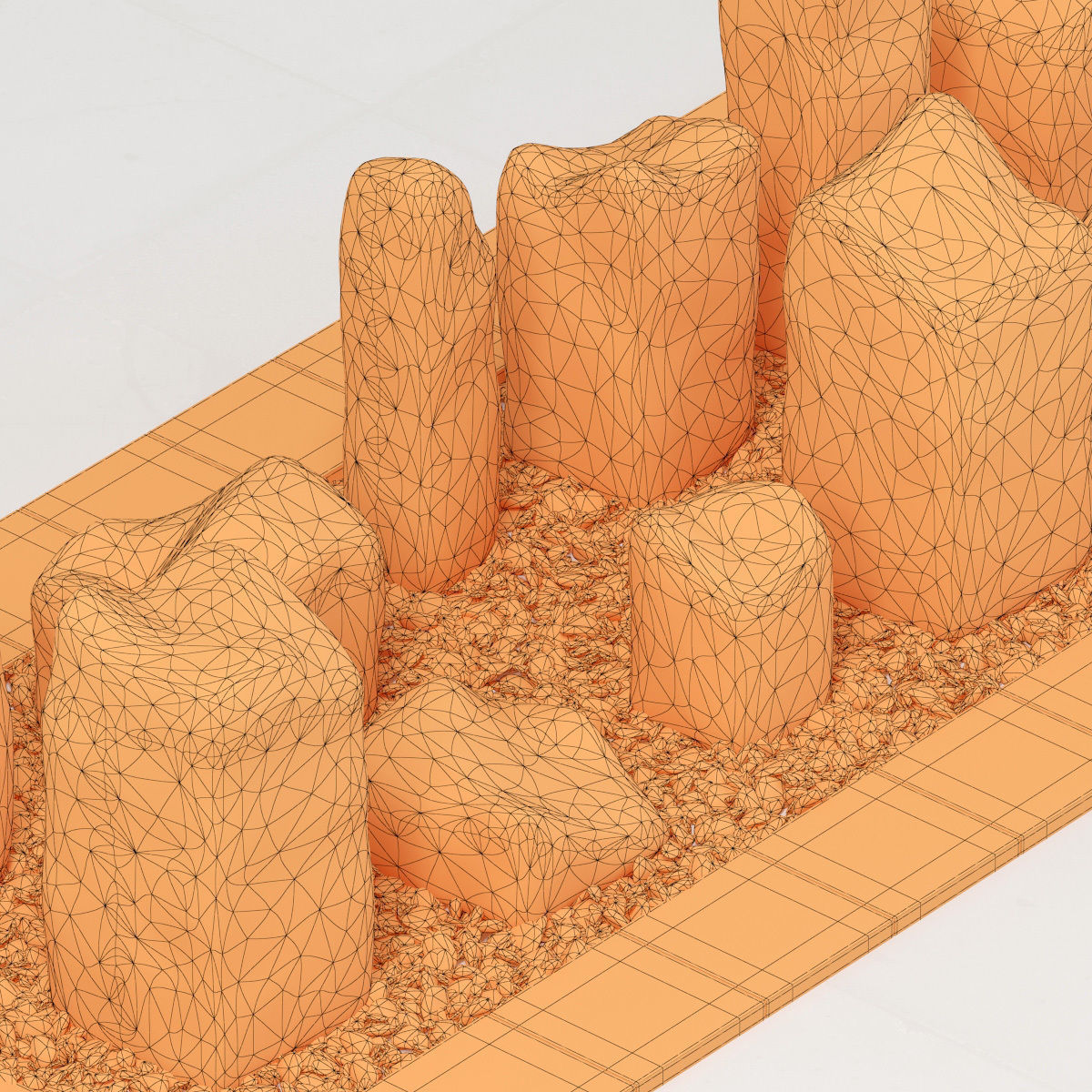 Square stone block pebble fundament n1  3D model_17