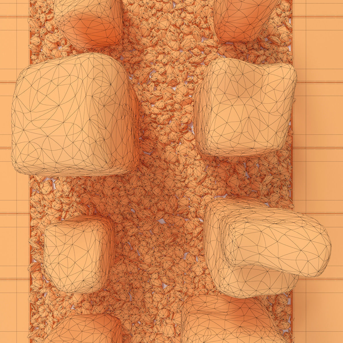 Square stone block pebble fundament n1  3D model_15