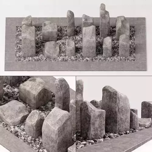 Square stone block pebble fundament n1  3D model
