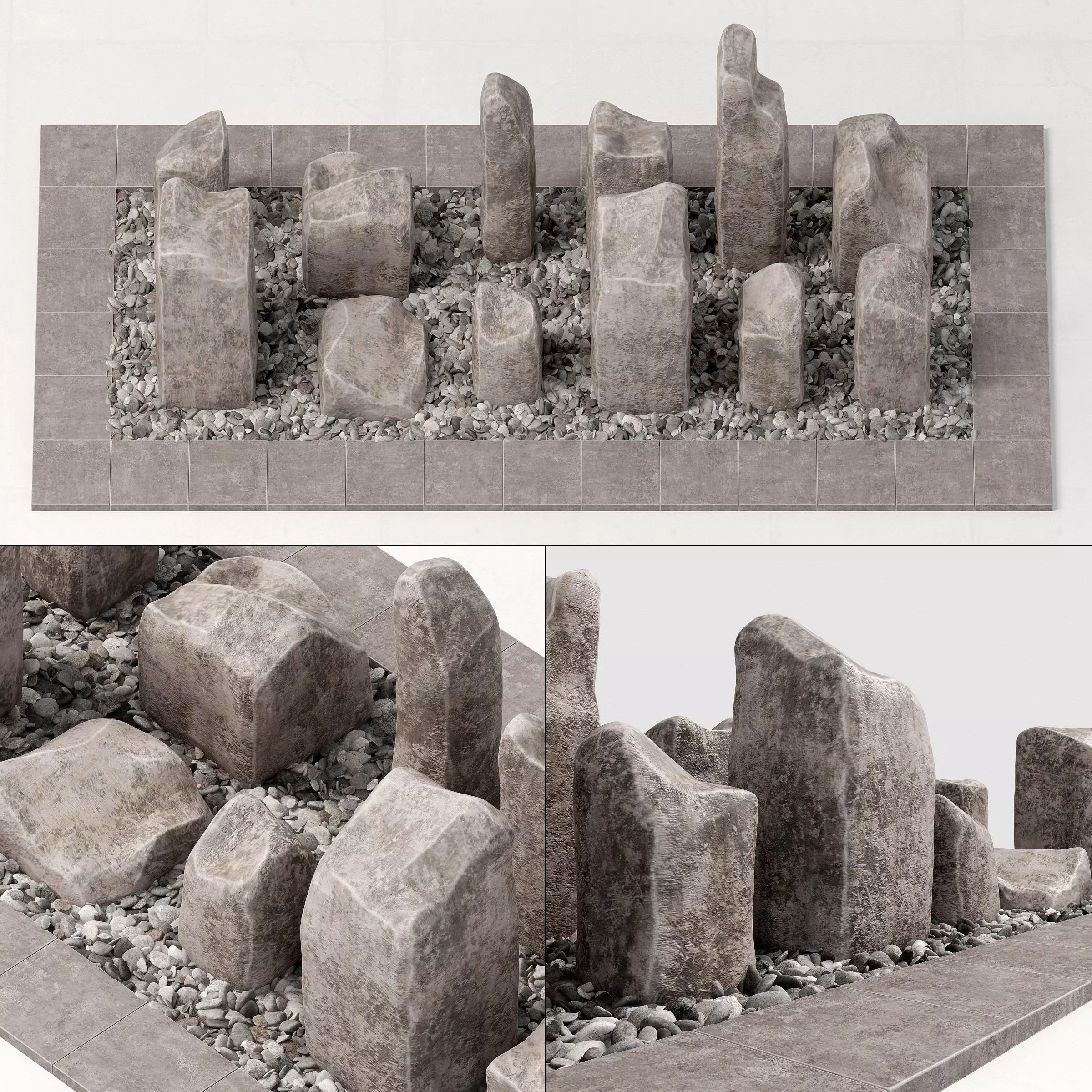 Square stone block pebble fundament n1  3D model_0