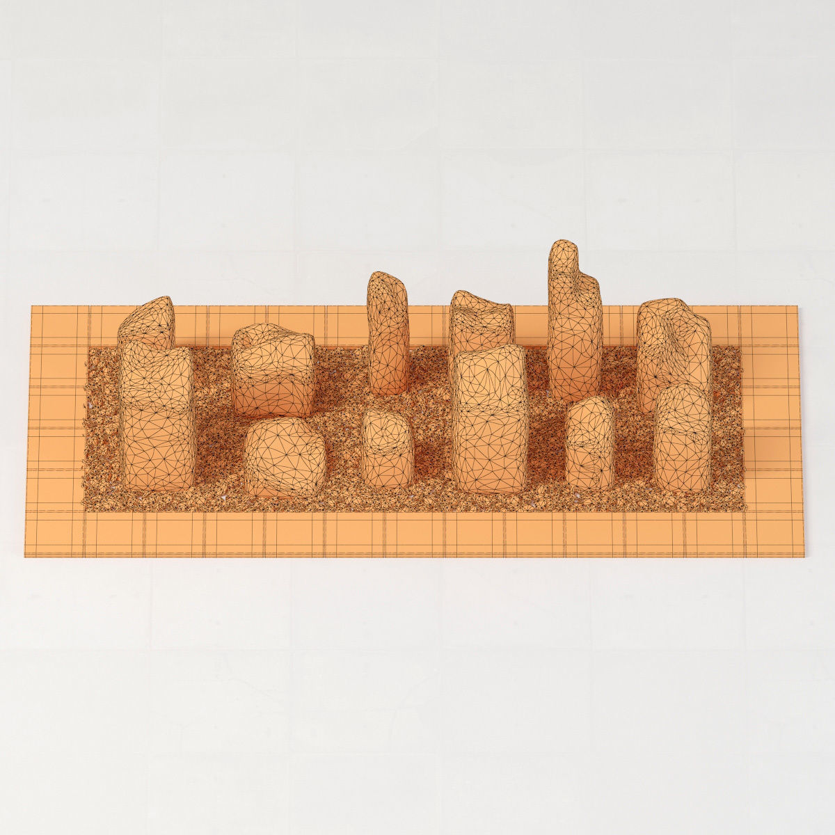 Square stone block pebble fundament n1  3D model_11