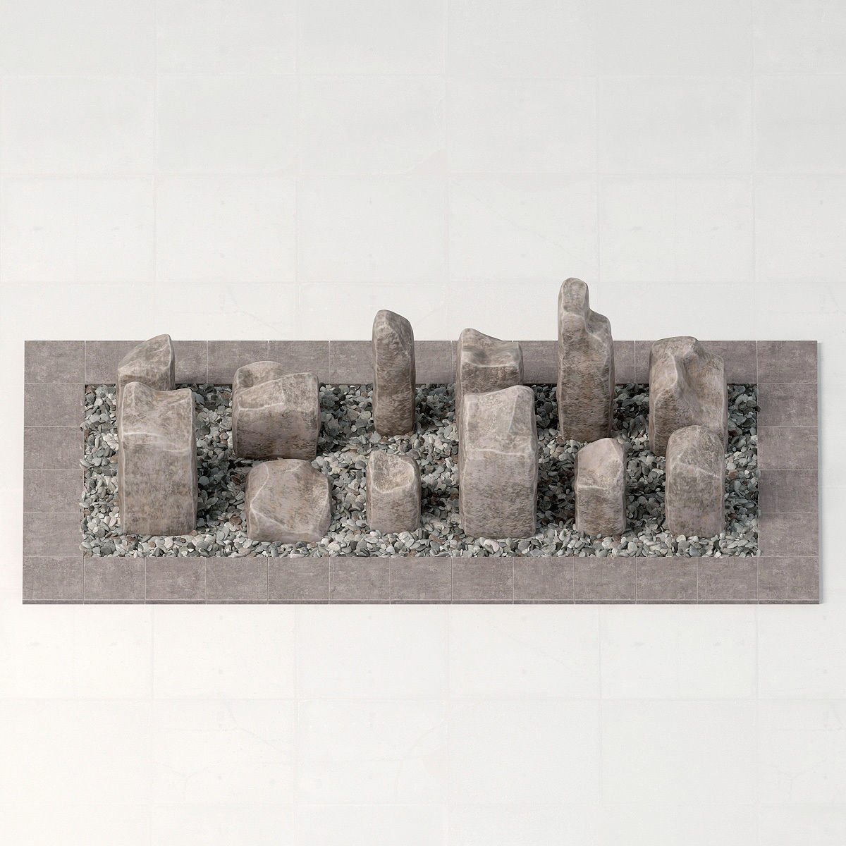 Square stone block pebble fundament n1  3D model_10