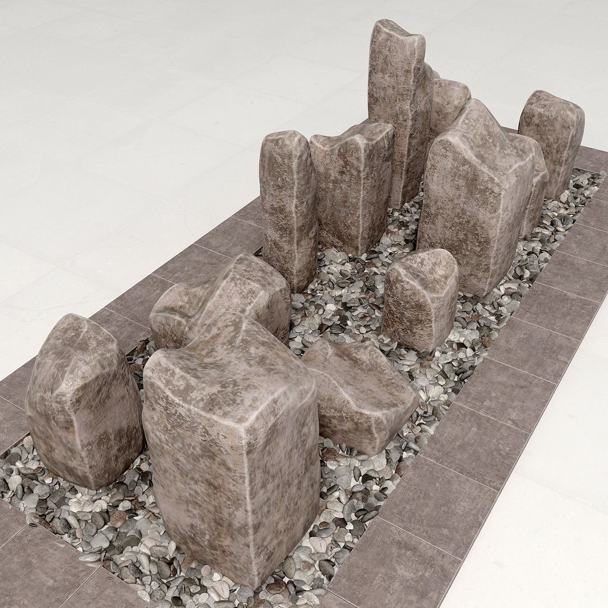 Square stone block pebble fundament n1  3D model_3