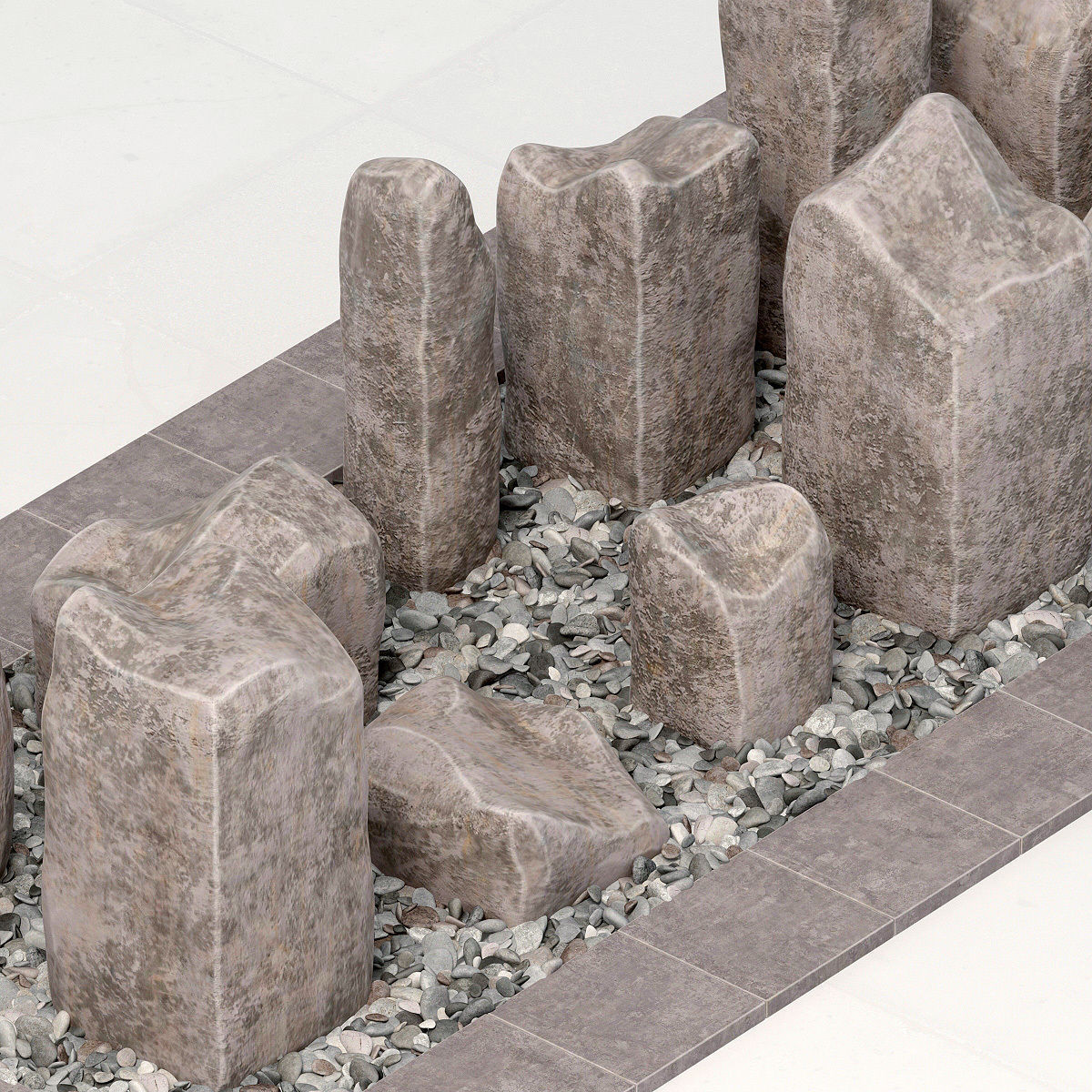 Square stone block pebble fundament n1  3D model_7