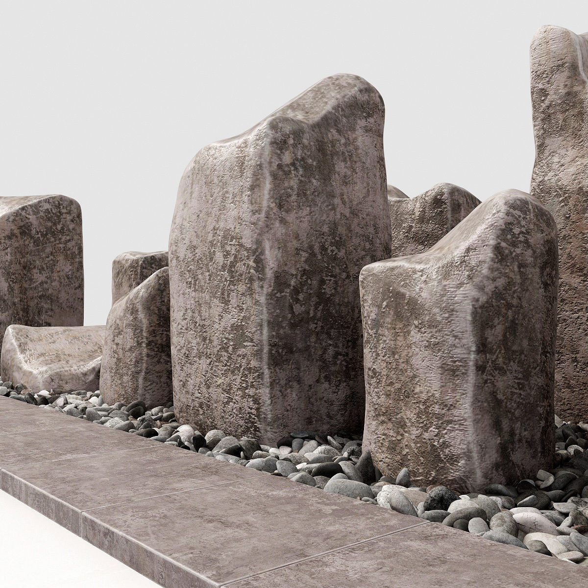 Square stone block pebble fundament n1  3D model_6